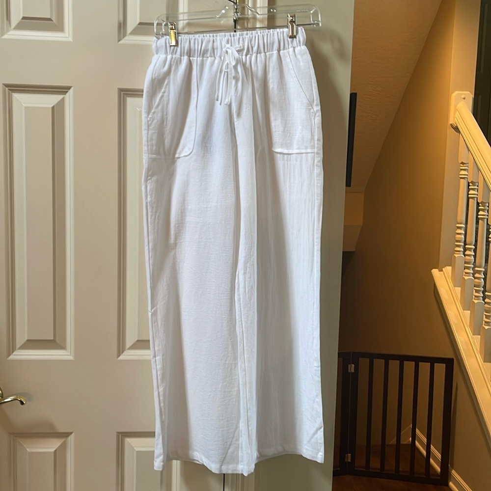 NWT C.O.Z.Y white Gauzy cotton Pant, size small